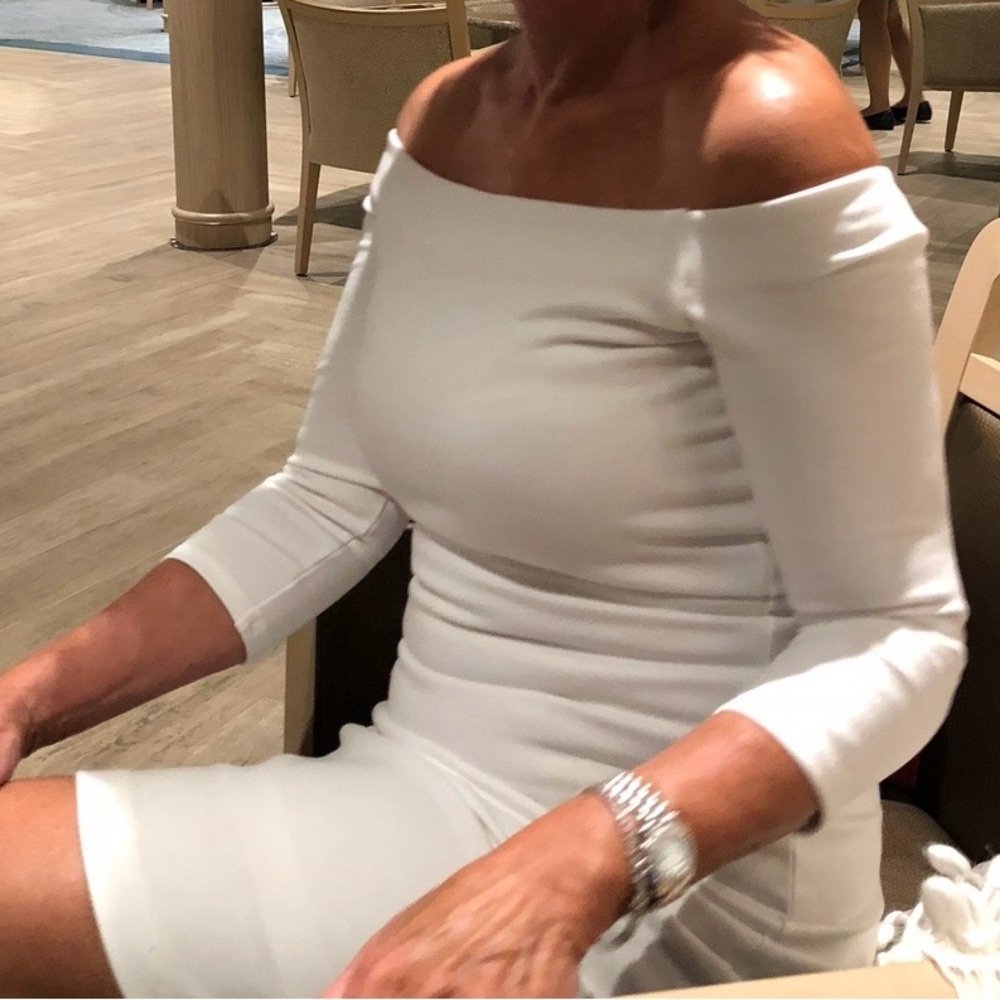 Bailey 44 Cream Sheath Dress with Puff Sleeves